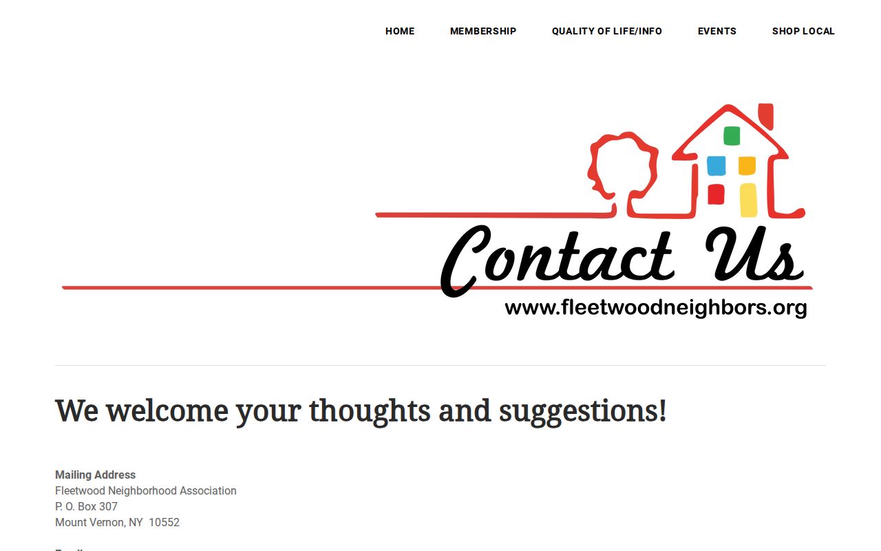 Mount Vernon neighbors Fleetwood Neighborhood Association contact form