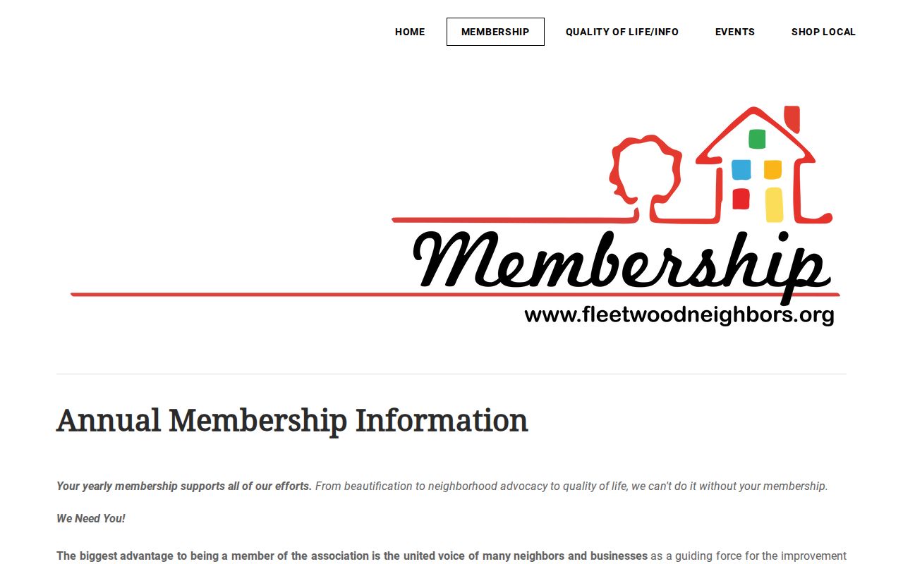 Mount Vernon neighbors Fleetwood Neighborhood Association membership route