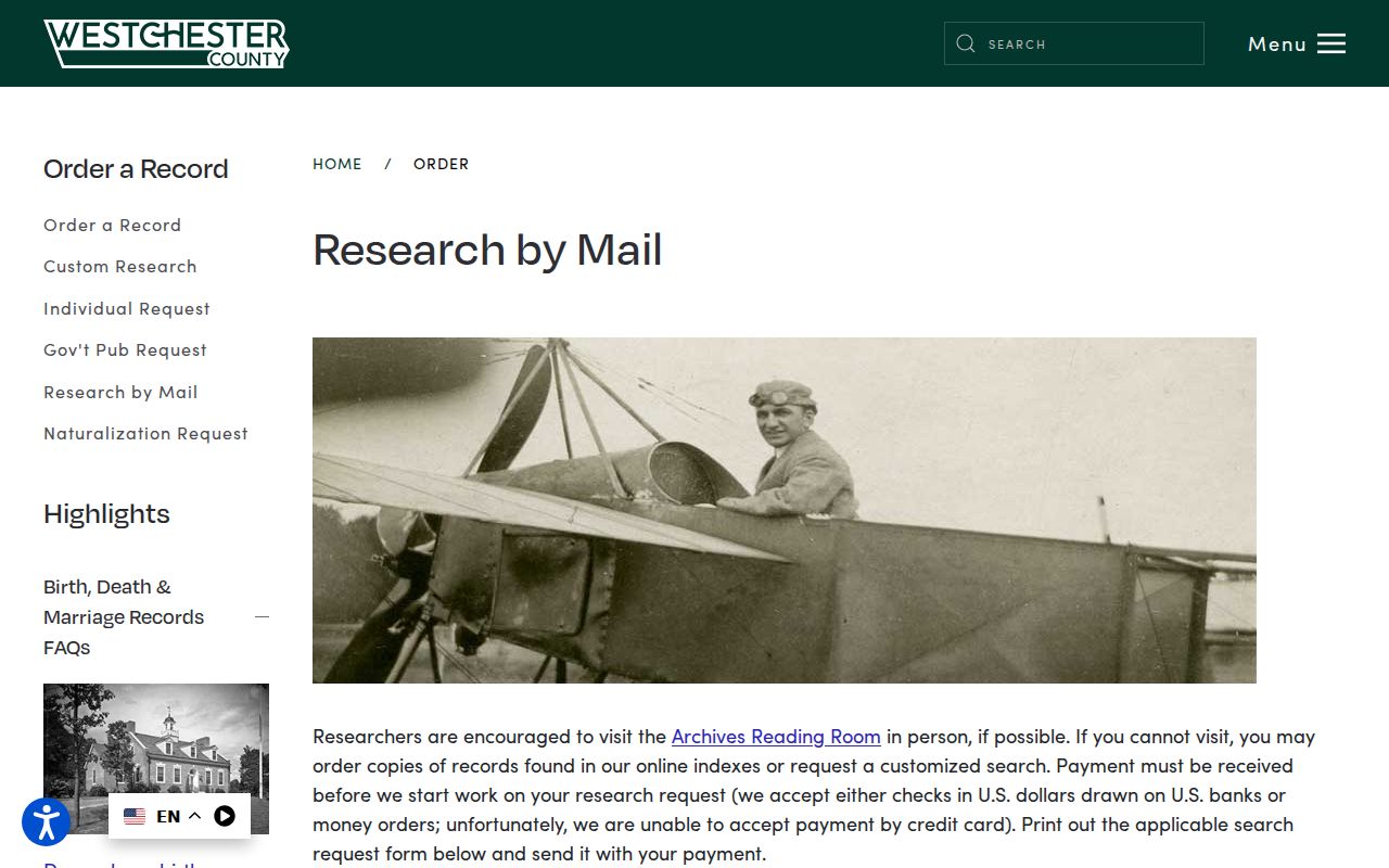 Mount Vernon residents directory Westchester Archives research by mail